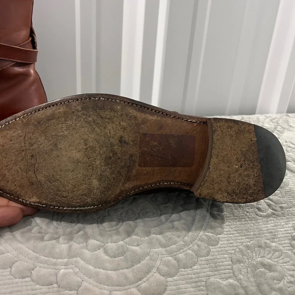 Mack James Cognac Leather Jodhpur Dress Ankle Strap Buckle Chelsea Boots 9